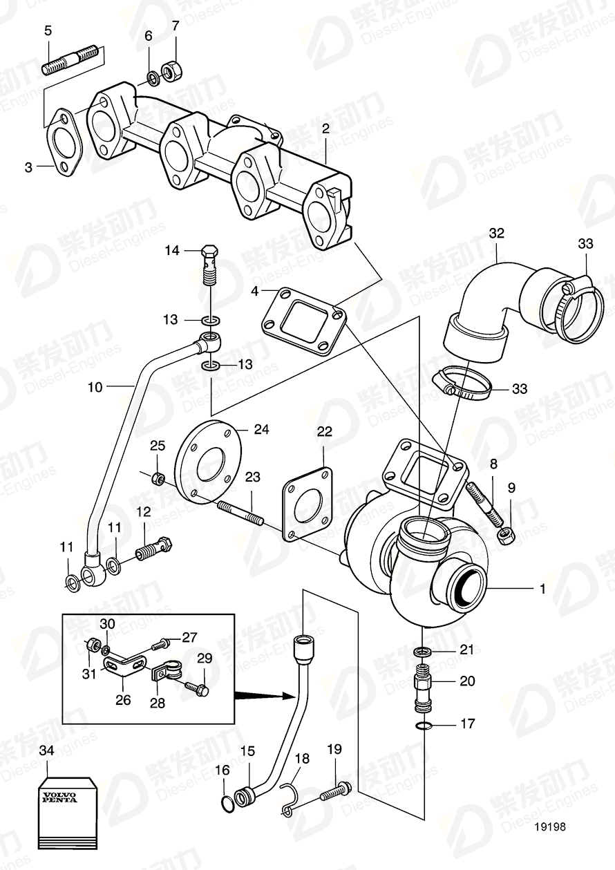 volvo penta Nipple 20459171 Drawing volvo penta Nipple 20459171 Drawing